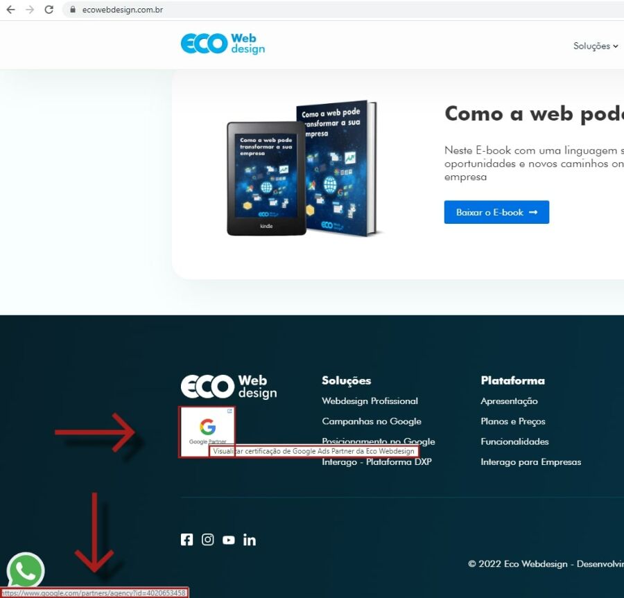 Imagem Selo Google Partners no Site da Eco Webdesign